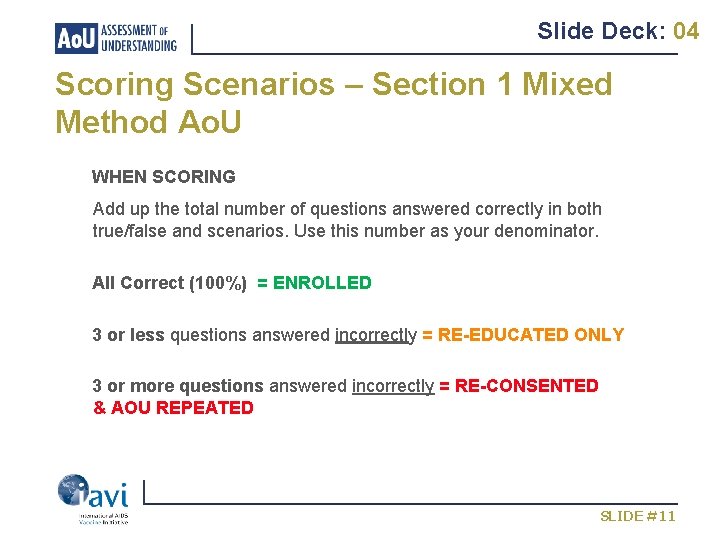 Slide Deck: 04 Scoring Scenarios – Section 1 Mixed Method Ao. U WHEN SCORING