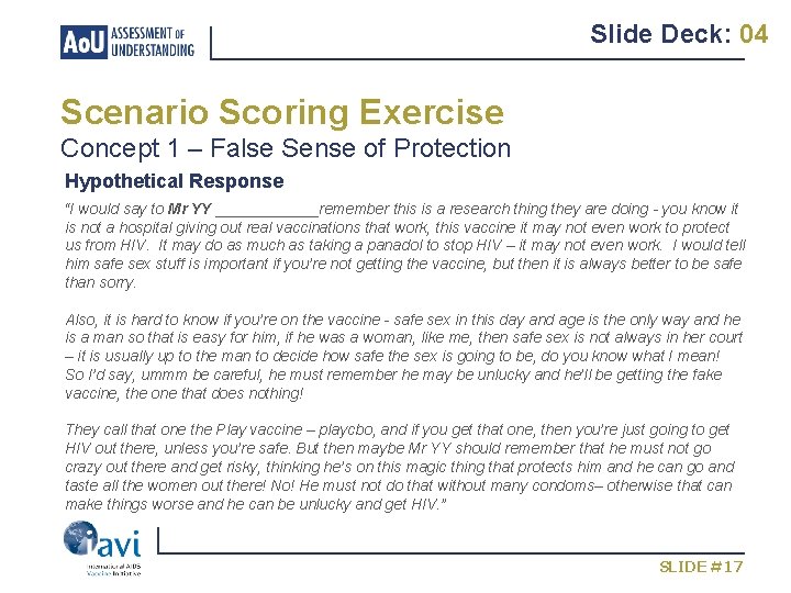 Slide Deck: 04 Scenario Scoring Exercise Concept 1 – False Sense of Protection Hypothetical