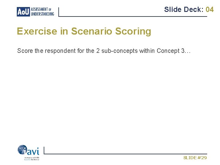 Slide Deck: 04 Exercise in Scenario Scoring Score the respondent for the 2 sub-concepts