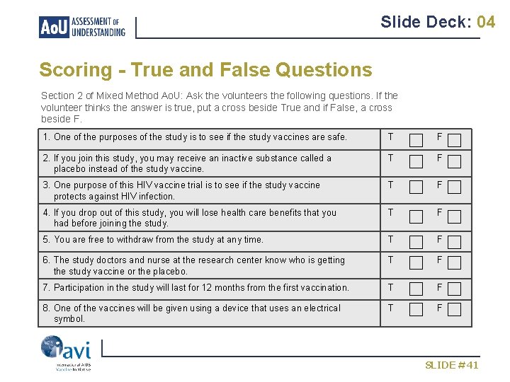 Slide Deck: 04 Scoring - True and False Questions Section 2 of Mixed Method