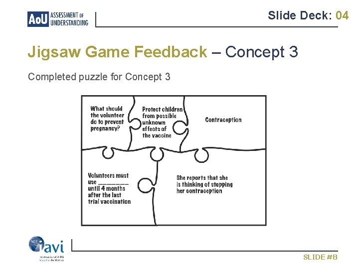 Slide Deck: 04 Jigsaw Game Feedback – Concept 3 Completed puzzle for Concept 3