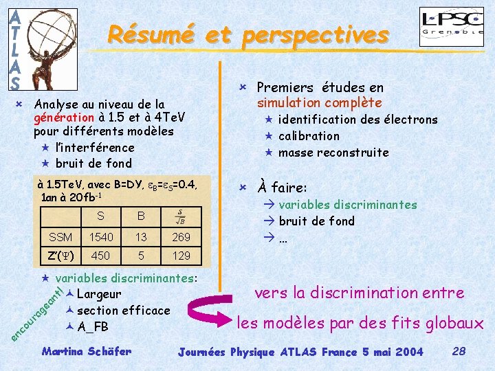 Résumé et perspectives û Analyse au niveau de la génération à 1. 5 et