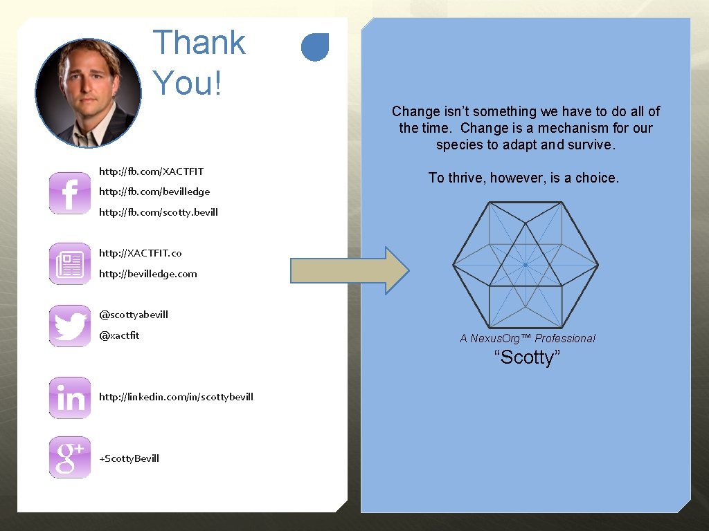 Thank You! Change isn’t something we have to do all of the time. Change