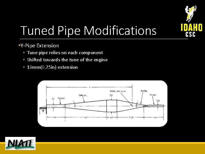 Tuned Pipe Modifications • Y-Pipe Extension • Tune pipe relies on each component •