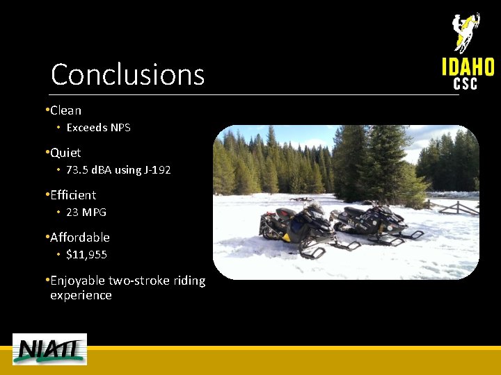 Conclusions • Clean • Exceeds NPS • Quiet • 73. 5 d. BA using