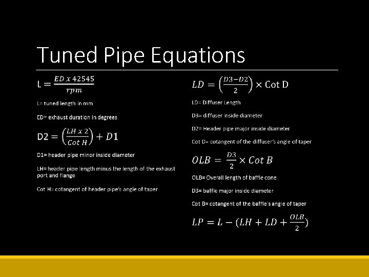 Tuned Pipe Equations 