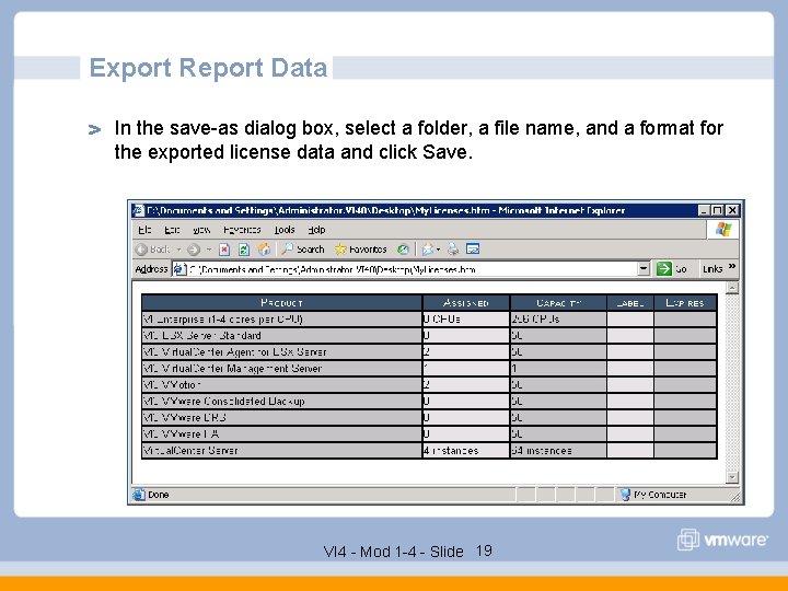 Export Report Data In the save-as dialog box, select a folder, a file name,