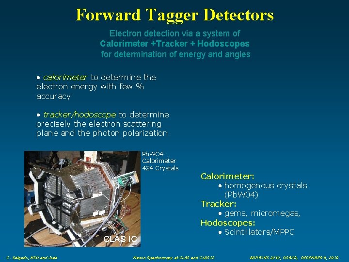Forward Tagger Detectors Electron detection via a system of Calorimeter +Tracker + Hodoscopes for