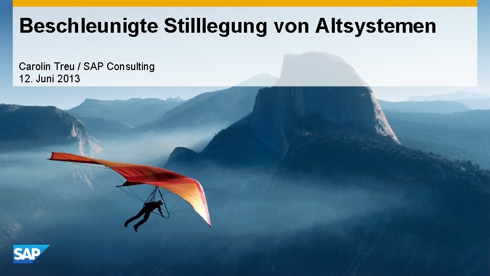 Beschleunigte Stilllegung von Altsystemen Carolin Treu / SAP Consulting 12. Juni 2013 