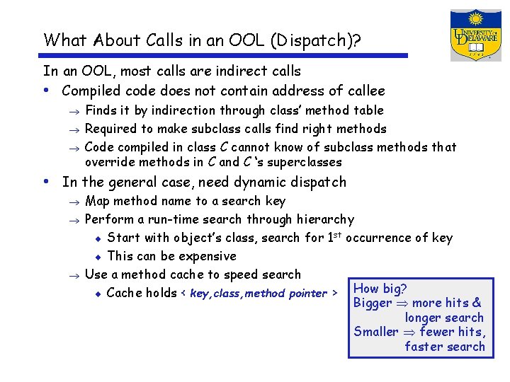 What About Calls in an OOL (Dispatch)? In an OOL, most calls are indirect