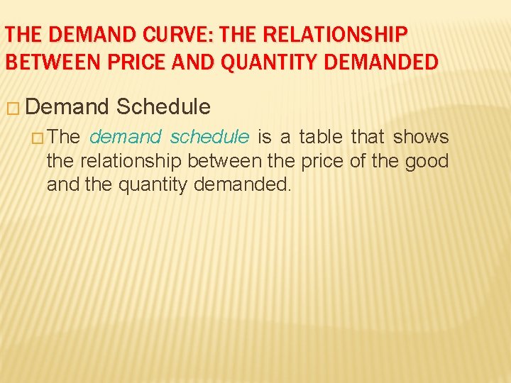 THE DEMAND CURVE: THE RELATIONSHIP BETWEEN PRICE AND QUANTITY DEMANDED � Demand � The