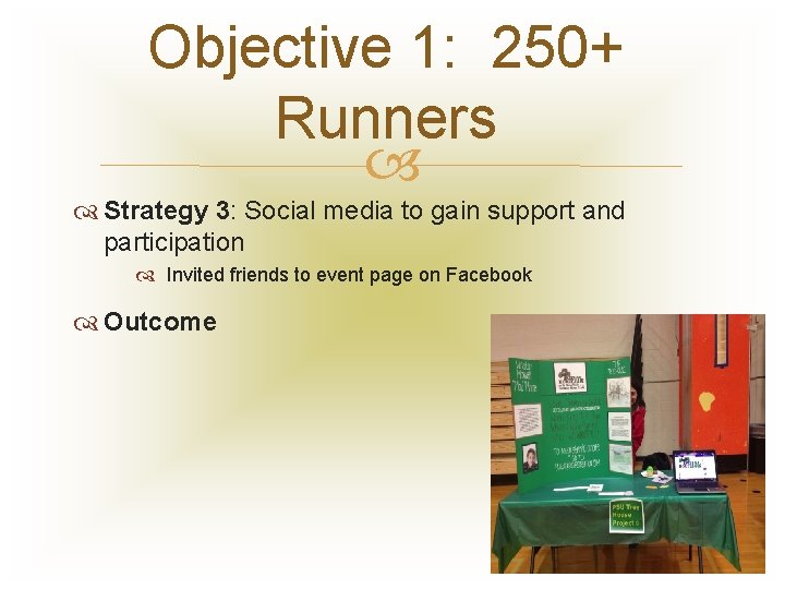 Objective 1: 250+ Runners Strategy 3: Social media to gain support and participation Invited