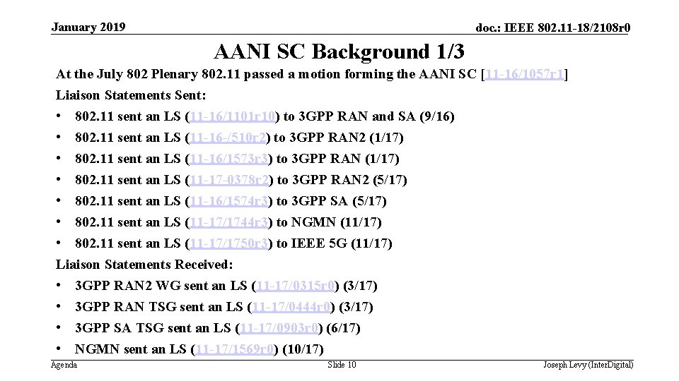 January 2019 doc. : IEEE 802. 11 -18/2108 r 0 AANI SC Background 1/3