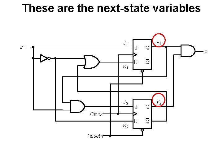 These are the next-state variables J 1 w K 1 J 2 J Q