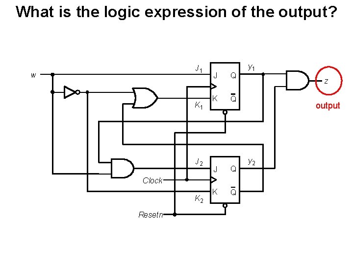 What is the logic expression of the output? J 1 w K 1 J