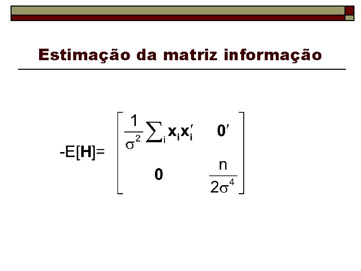 Estimação da matriz informação 