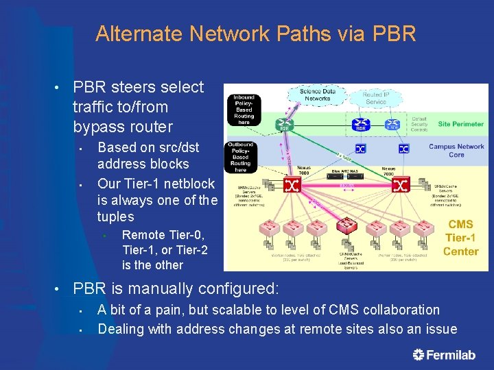 Alternate Network Paths via PBR • PBR steers select traffic to/from bypass router •