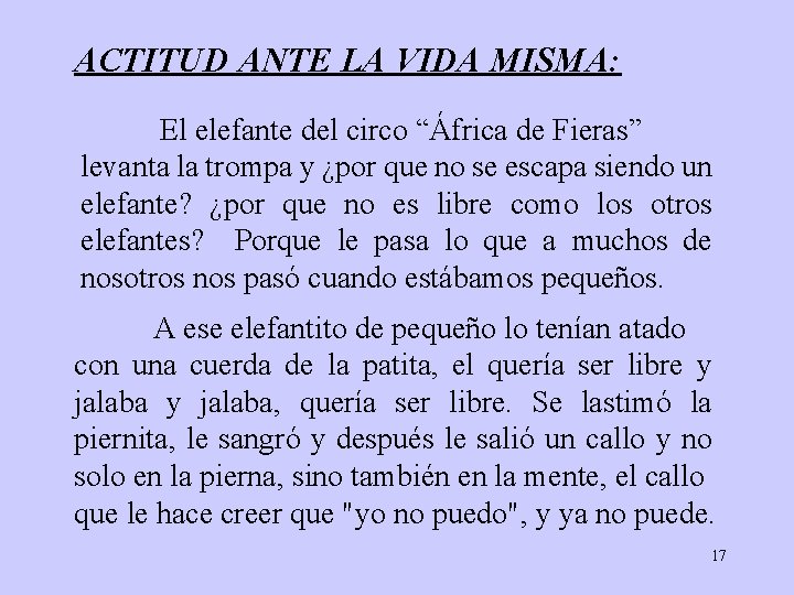 ACTITUD ANTE LA VIDA MISMA: El elefante del circo “África de Fieras” levanta la