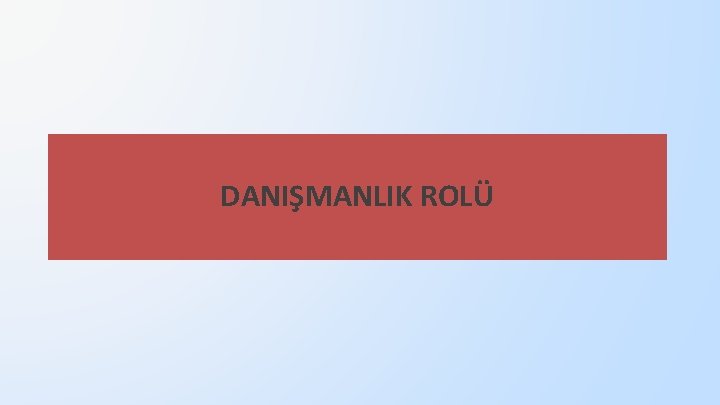 DANIŞMANLIK ROLÜ 