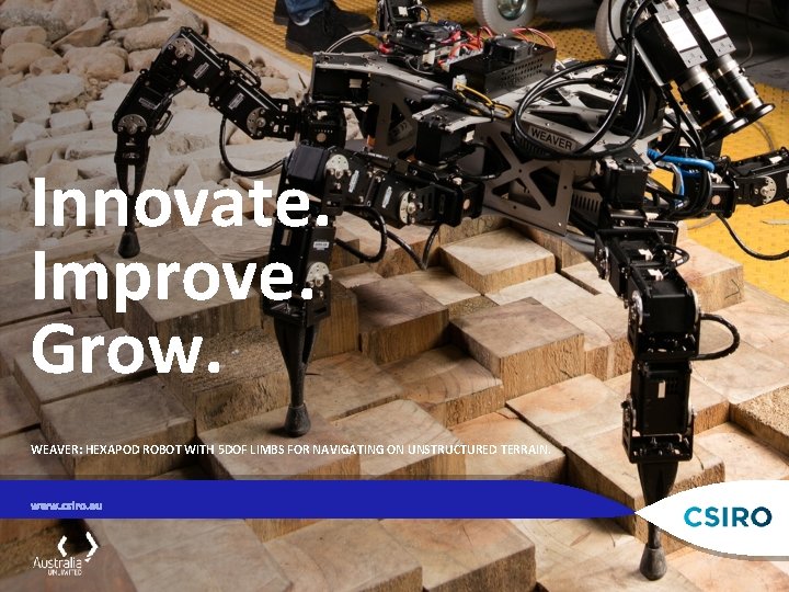Innovate. Improve. Grow. WEAVER: HEXAPOD ROBOT WITH 5 DOF LIMBS FOR NAVIGATING ON UNSTRUCTURED