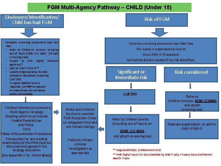 FGM Multi-Agency Pathway – CHILD (Under 18) Disclosure/Identification/ Child has had FGM Risk of