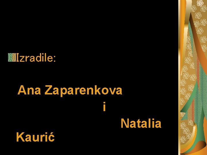 Izradile: Ana Zaparenkova i Natalia Kaurić 