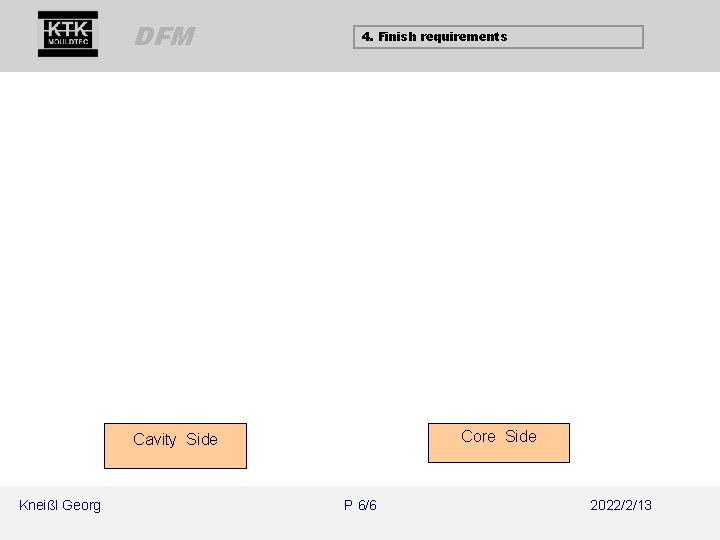 DFM 4. Finish requirements Core Side Cavity Side Kneißl Georg P 6/6 2022/2/13 