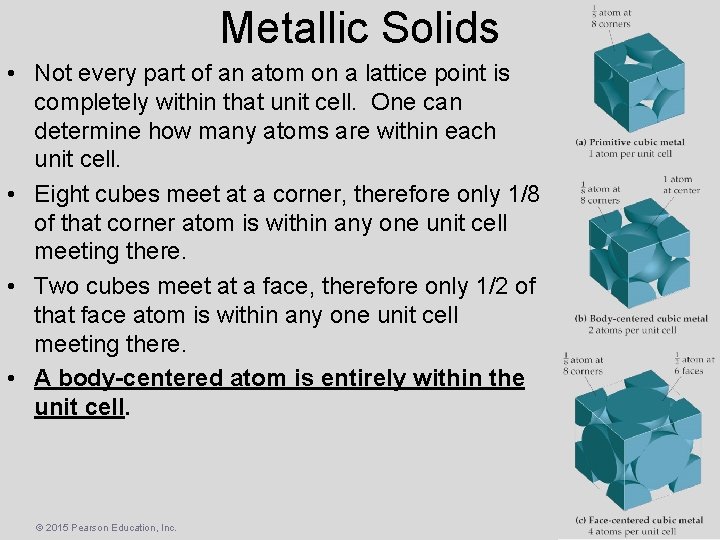 Metallic Solids • Not every part of an atom on a lattice point is