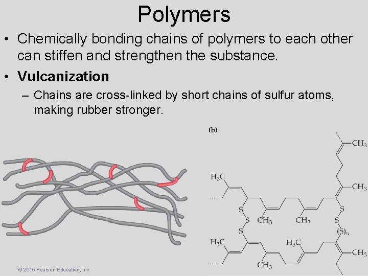 Polymers • Chemically bonding chains of polymers to each other can stiffen and strengthen