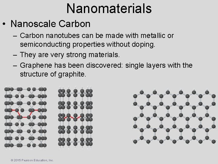 Nanomaterials • Nanoscale Carbon – Carbon nanotubes can be made with metallic or semiconducting