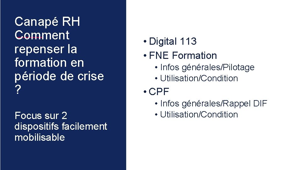 Canapé RH Comment repenser la formation en période de crise ? Focus sur 2