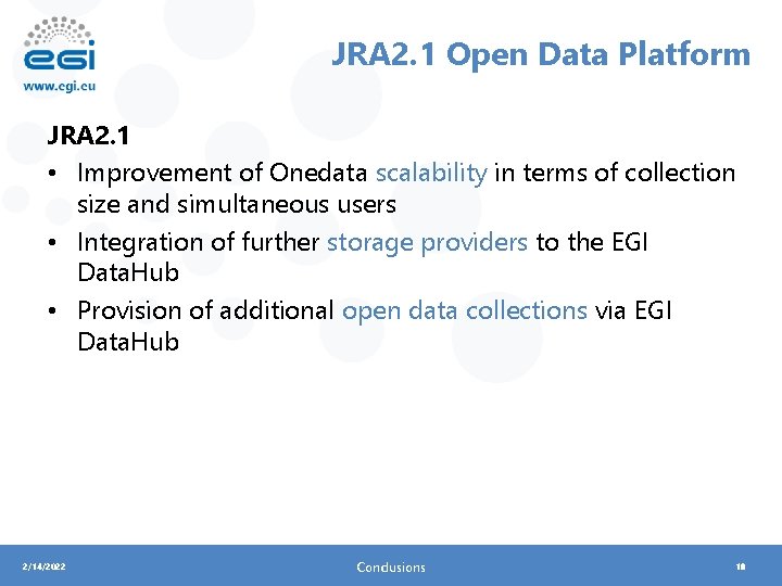 JRA 2. 1 Open Data Platform JRA 2. 1 • Improvement of Onedata scalability