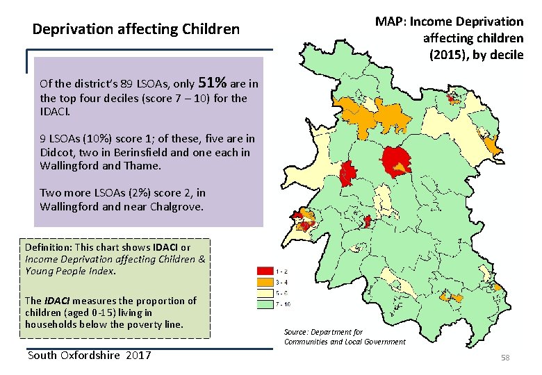 Deprivation affecting Children MAP: Income Deprivation affecting children (2015), by decile Of the district’s