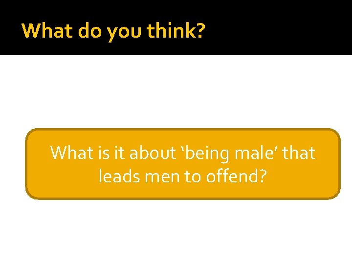 What do you think? What is it about ‘being male’ that leads men to
