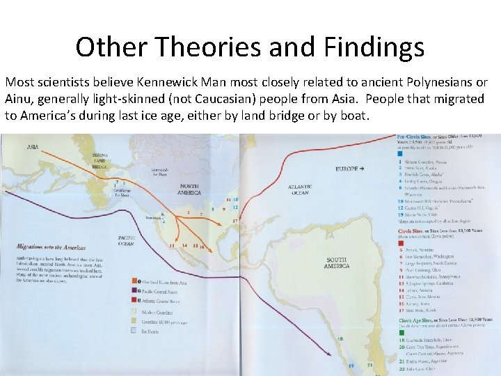 Other Theories and Findings Most scientists believe Kennewick Man most closely related to ancient