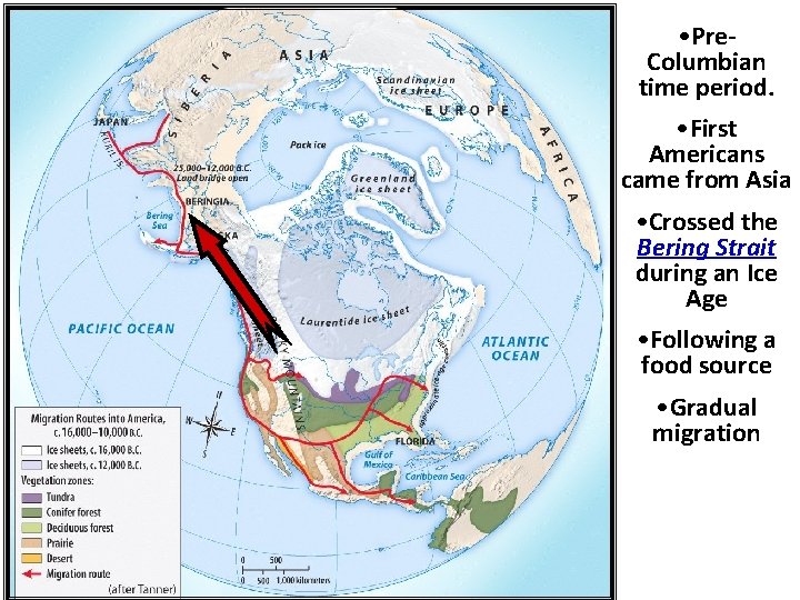  • Pre. Columbian time period. • First Americans came from Asia • Crossed