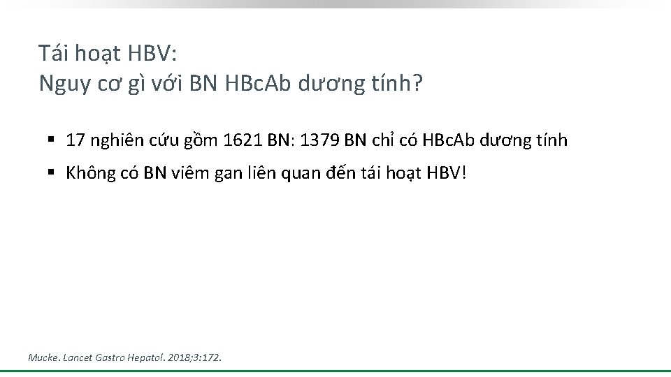Tái hoạt HBV: Nguy cơ gì với BN HBc. Ab dương tính? § 17