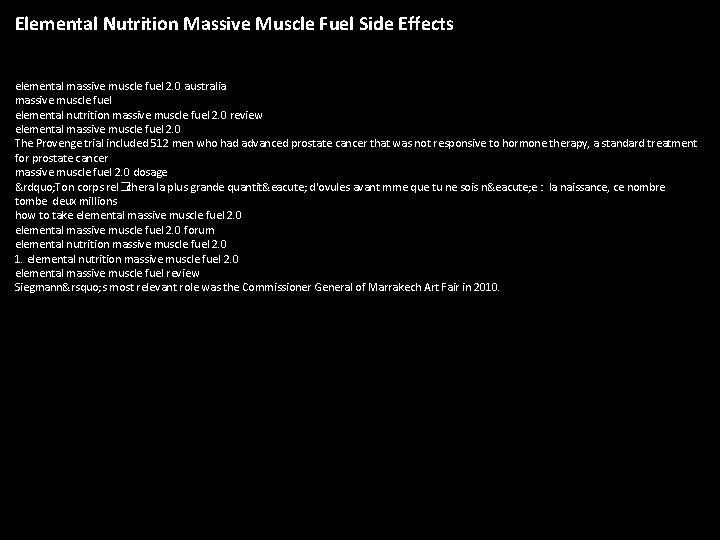 Elemental Nutrition Massive Muscle Fuel Side Effects elemental massive muscle fuel 2. 0 australia