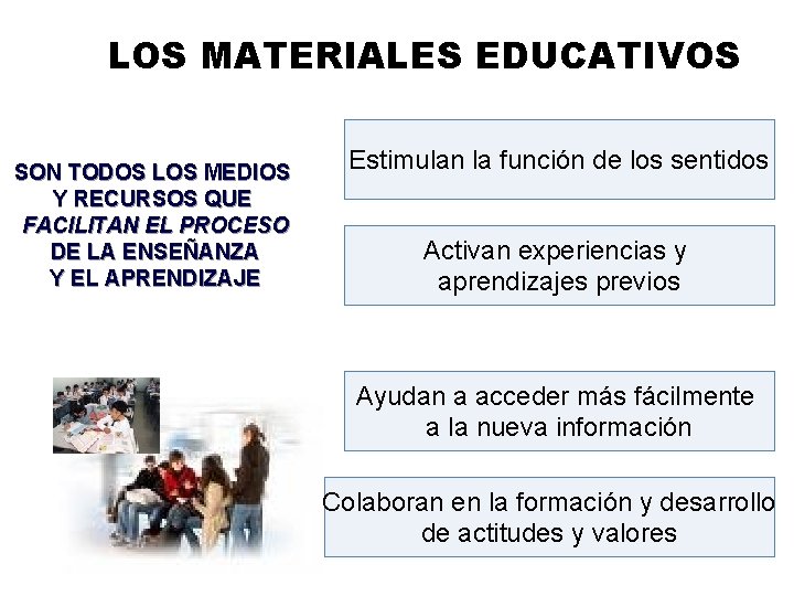 LOS MATERIALE EDUCATIVOS SON TODOS LOS MEDIOS Y RECURSOS QUE FACILITAN EL PROCESO DE