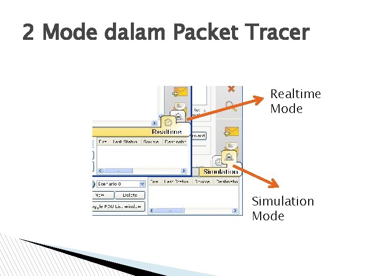 2 Mode dalam Packet Tracer Realtime Mode Simulation Mode 