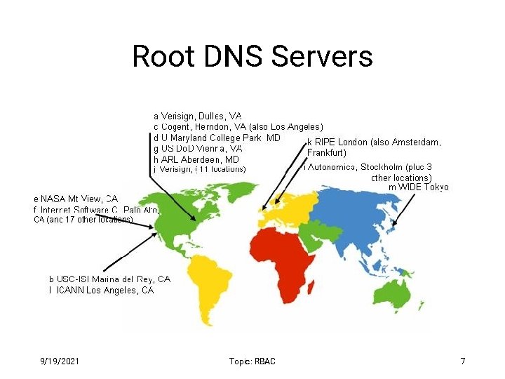 Root DNS Servers 9/19/2021 Topic: RBAC 7 