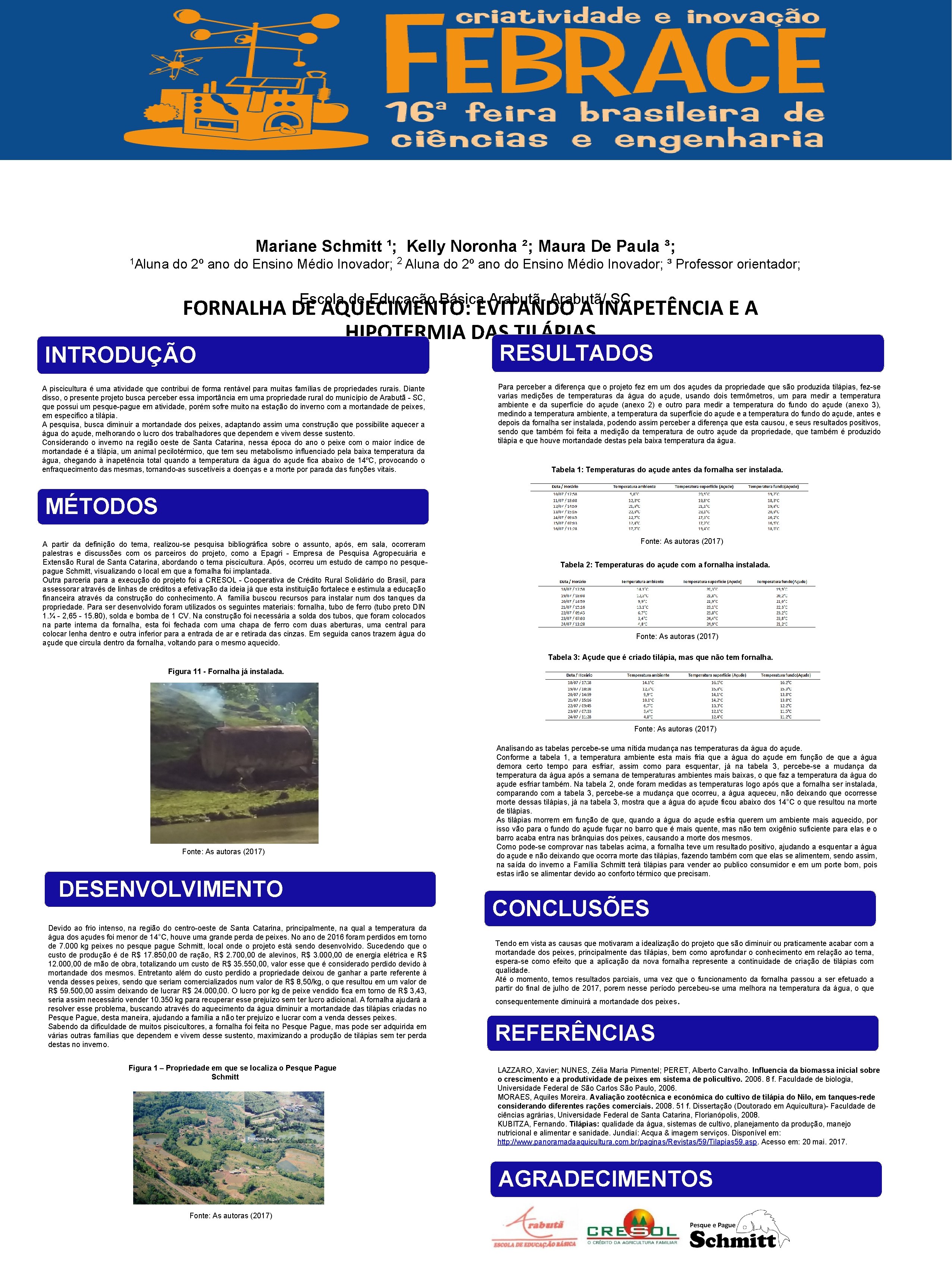 Mariane Schmitt ¹; Kelly Noronha ²; Maura De Paula ³; 1 Aluna do 2º