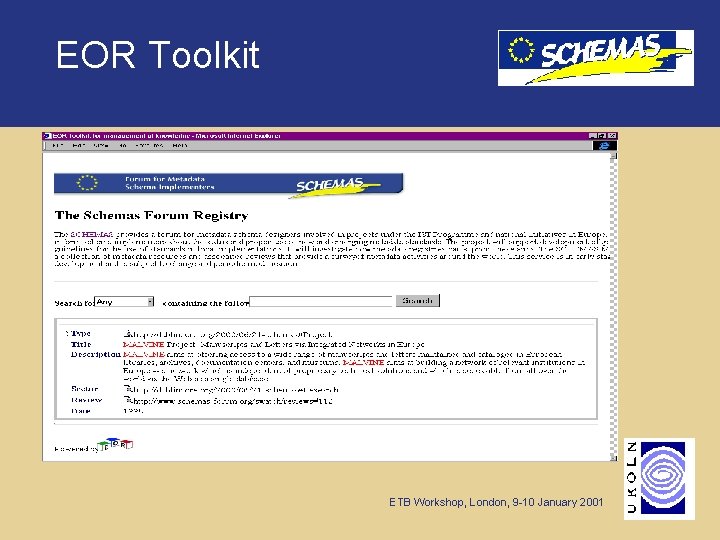 EOR Toolkit ETB Workshop, London, 9 -10 January 2001 