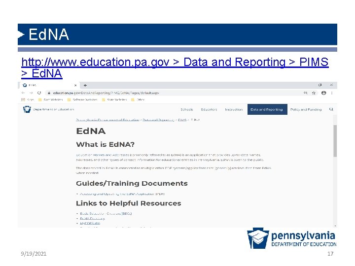 Ed. NA http: //www. education. pa. gov > Data and Reporting > PIMS >