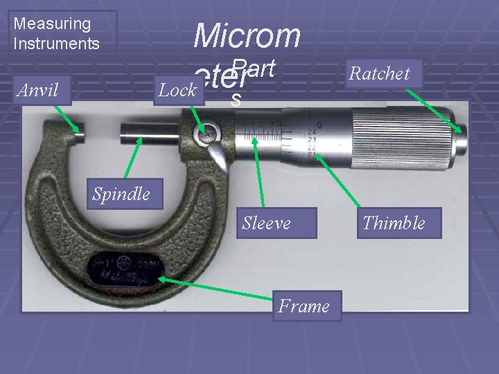 Measuring Instruments Anvil Microm Part Locketer Ratchet s Spindle Sleeve Frame Thimble 