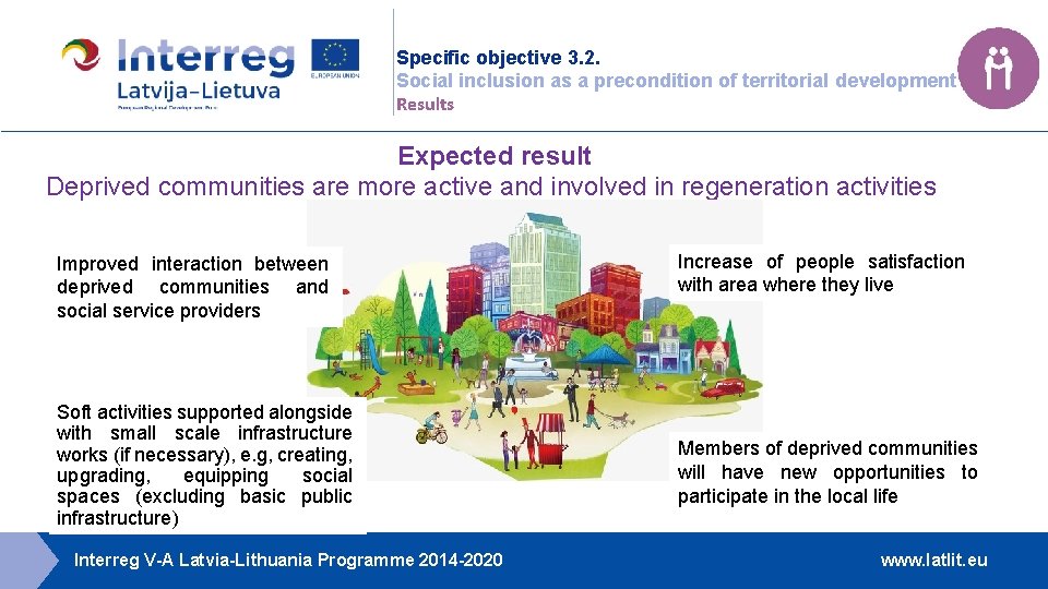 Specific objective 3. 2. Social inclusion as a precondition of territorial development Results Expected