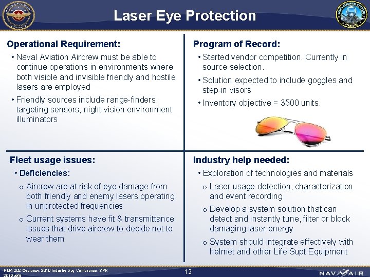 Laser Eye Protection Operational Requirement: Program of Record: • Naval Aviation Aircrew must be
