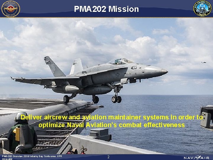 PMA 202 Mission Deliver aircrew and aviation maintainer systems in order to optimize Naval