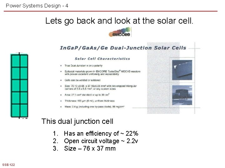 Power Systems Design - 4 Lets go back and look at the solar cell.