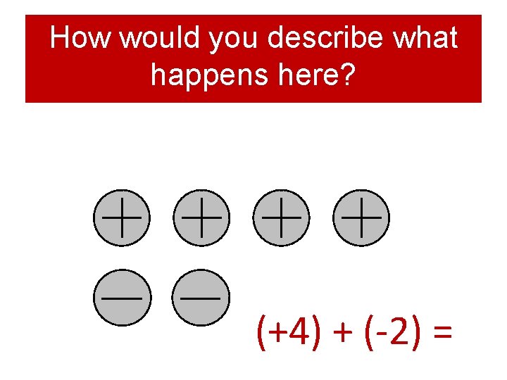How would you describe what happens here? (+4) + (-2) = 